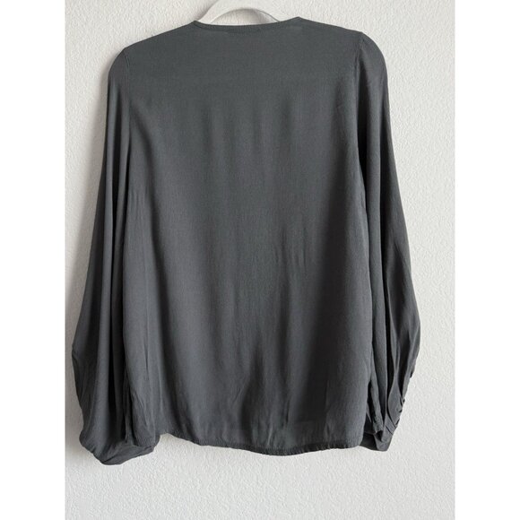 CobbleStone Blouse Women’s M/L Gray Balloon Sleeve Italy Priya Top Minimalist - Picture 14 of 16